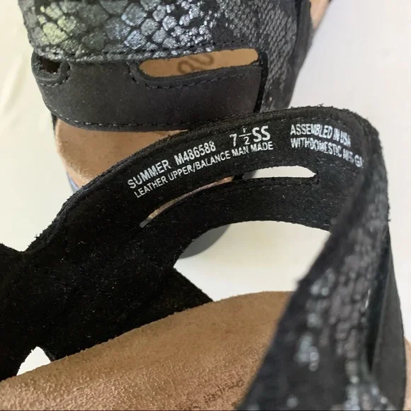 Munro Women’s Summer Black Leather Low Heel Sandals Shoes US 7.5 SS Narrow Width - Picture 6 of 10